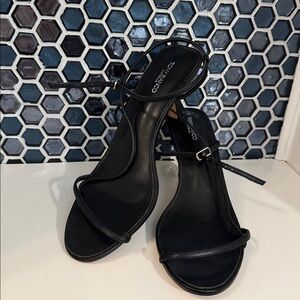 Tony Bianco Caprice Heels in Black Leather 7.5 Womens Sandals